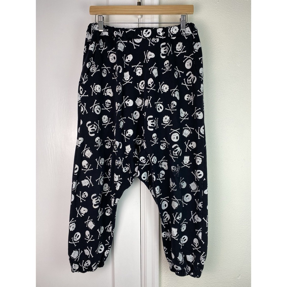 Daniel Palillo Men's S Black Skull Crossbones Drop Crotch Crop Sweatpants